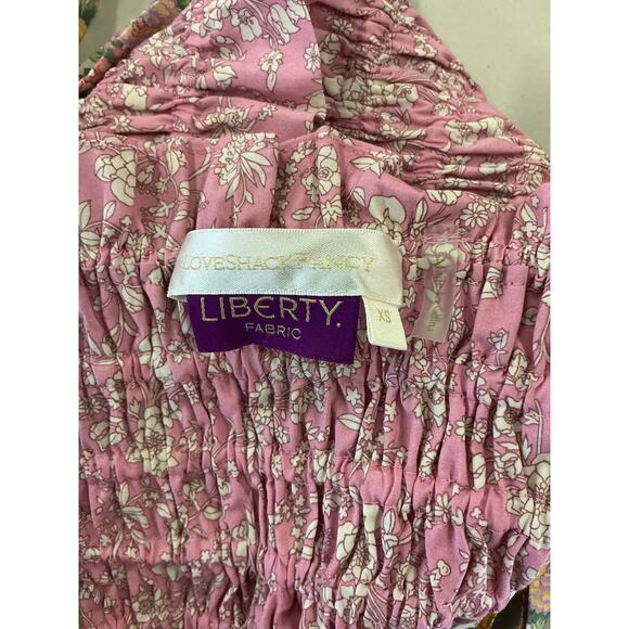 Loveshackfancy 'Corbin' Pink Floral Print Liberty Fabric Cropped Top Size XS - Picture 5 of 5